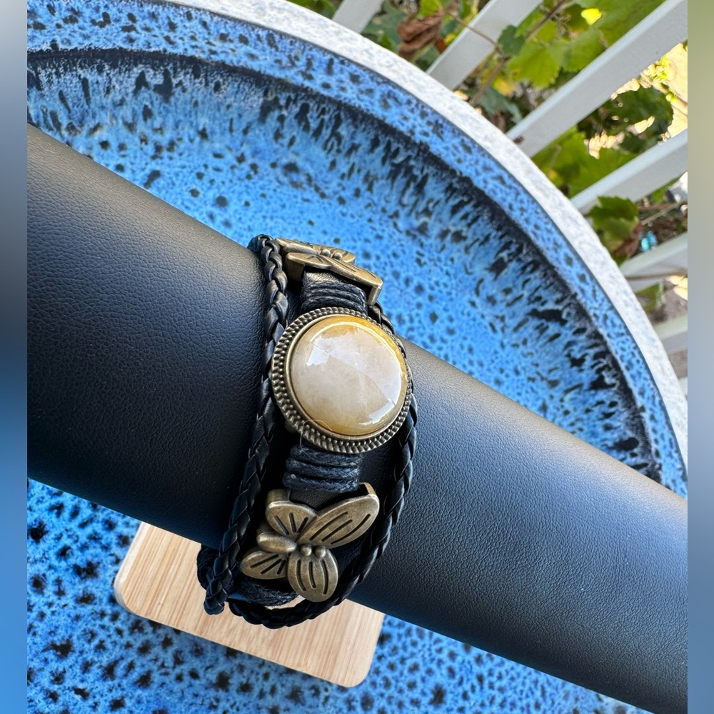 Handcrafted Handmade Black Bracelet with Stone